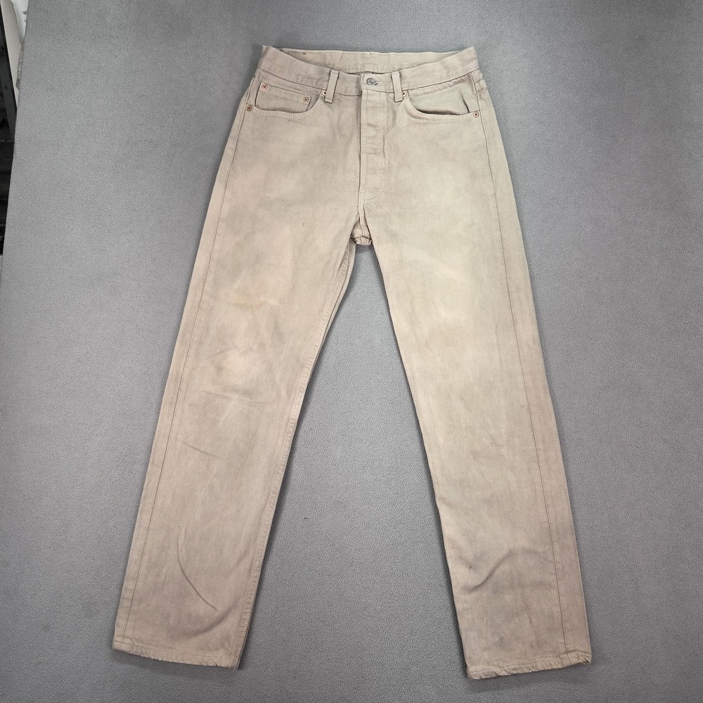 VTG Levis 501 Jeans Mens Beige Stained Distressed Made In USA 90s Fits 29x29